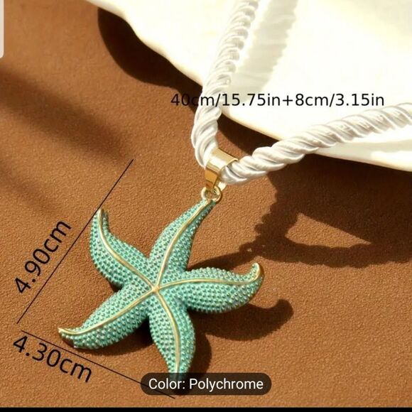 Starfish vintage style on cord necklace - Picture 2 of 9